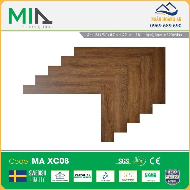 Sàn Nhựa Xương Cá Hèm Khoá MIA MA XC08