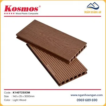 Sàn Sân Vườn Gỗ Nhựa Ngoài Trời Lỗ Tròn Kosmos K140T25X3M Light Wood