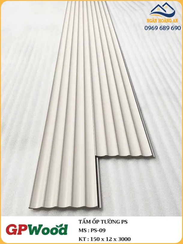 Tấm Nhựa Lam Sóng Bán Nguyệt GPWood PS-09 Màu Trắng Trơn