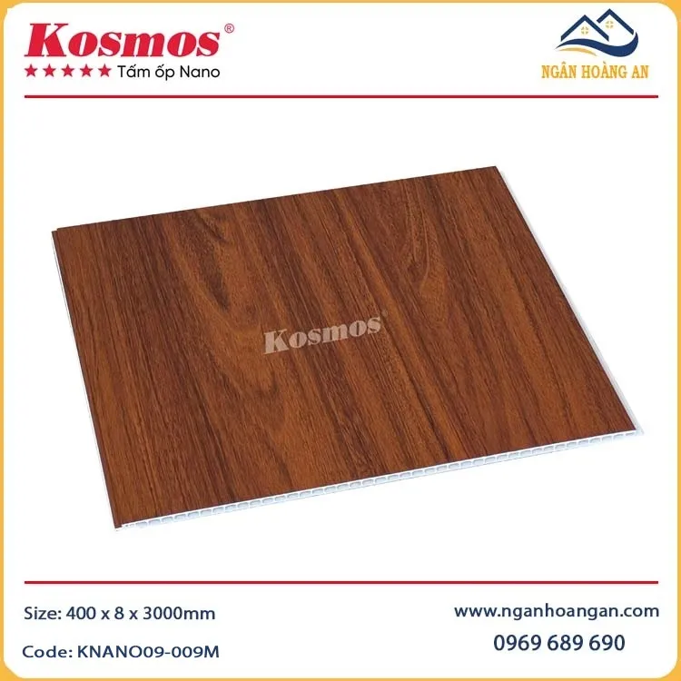 Tấm Nhựa Ốp Trần Nano Giả Gỗ  Kosmos KNANO9-009M
