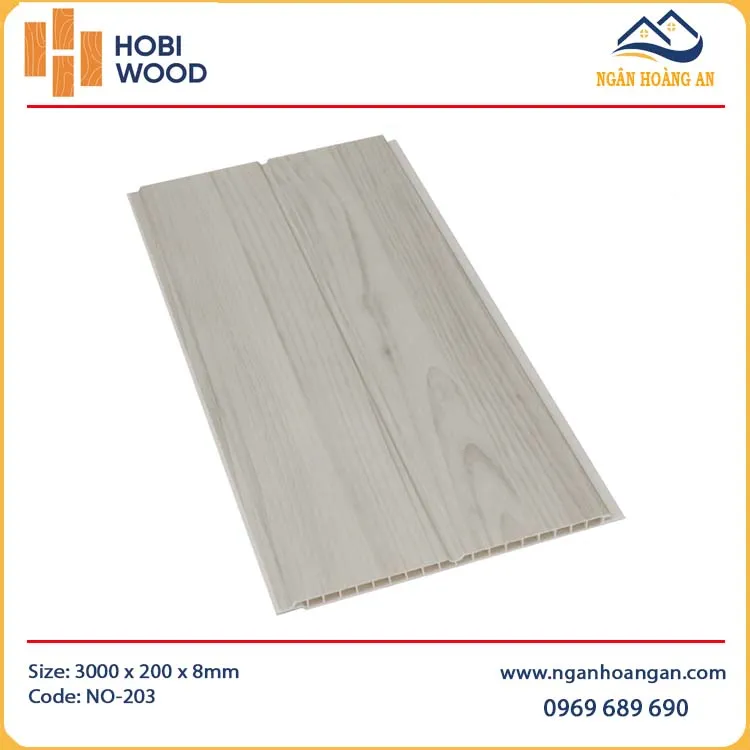 Tấm Nhựa Ốp Trần Nano HobiWood NO-203 Giả Vân Gỗ