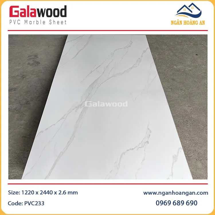 Ốp Tường PVC Giả Đá Galawood PVC233 Màu Trắng Vân Mây