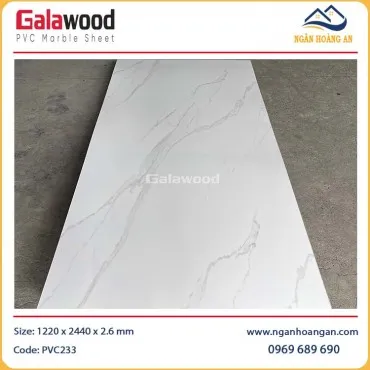 Ốp Tường PVC Giả Đá Galawood PVC233 Màu Trắng Vân Mây