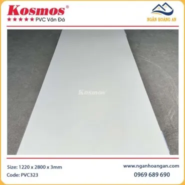 Tấm Nhựa Ốp Tường PVC Giả Đá Kosmos Màu Trắng Trơn PVC323