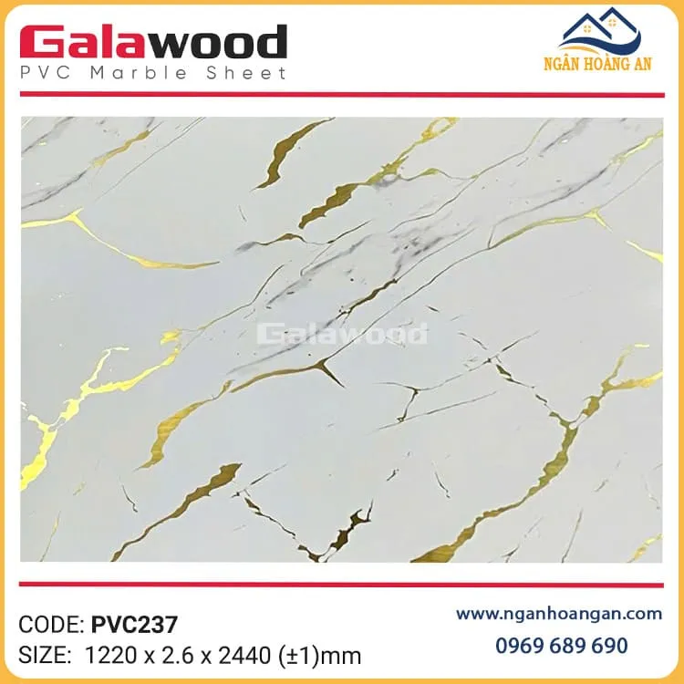 Tấm Nhựa Ốp Tường Giả Đá Dát Vàng Galawood PVC237