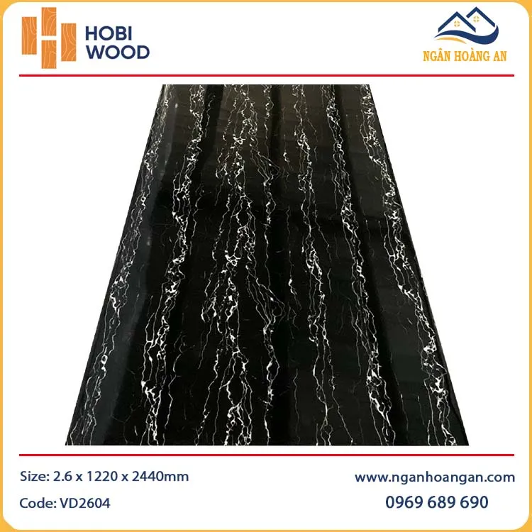 Tấm Nhựa Ốp Tường Giả Đá PVC Màu Đen HobiWood VD2604