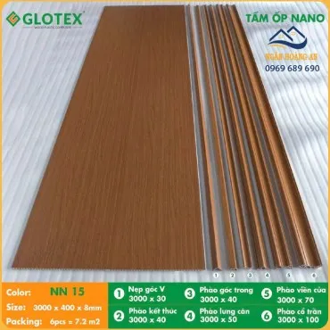 Tấm Nhựa Ốp Tường Nano Glotex NN 15 Giả Vân Gỗ