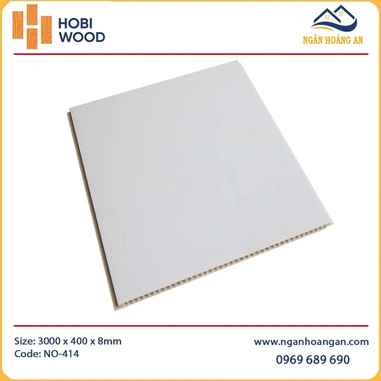 Tấm Nhựa Ốp Tường Nano Màu Trắng Trơn HobiWood NO-414 Tấm Nhựa Ốp Tường Nano Màu Trắng Trơn HobiWood NO-414