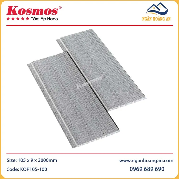 Tấm Nhựa Ốp Tường Nano Màu Xám Kosmos KOP105-100