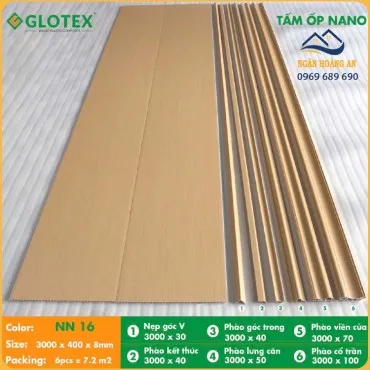 Tấm Nhựa Ốp Tường Ốp Trần Nano Giả Gỗ Glotex NN 16