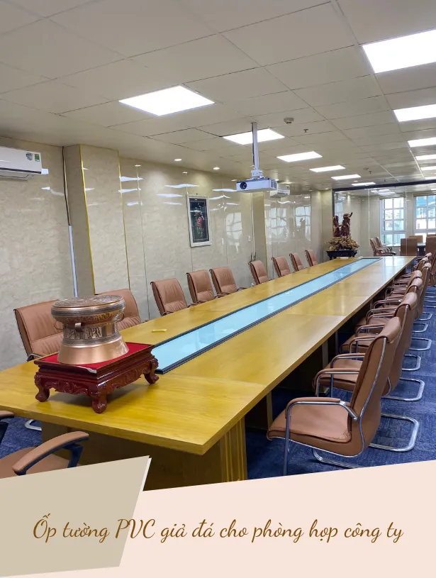 Ốp Tường PVC Giả Đá Cho Phòng Họp Công Ty