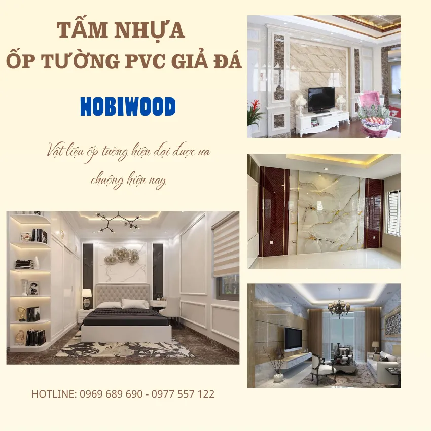 Tấm Nhựa Ốp Tường PVC Giả Đá Hobiwood