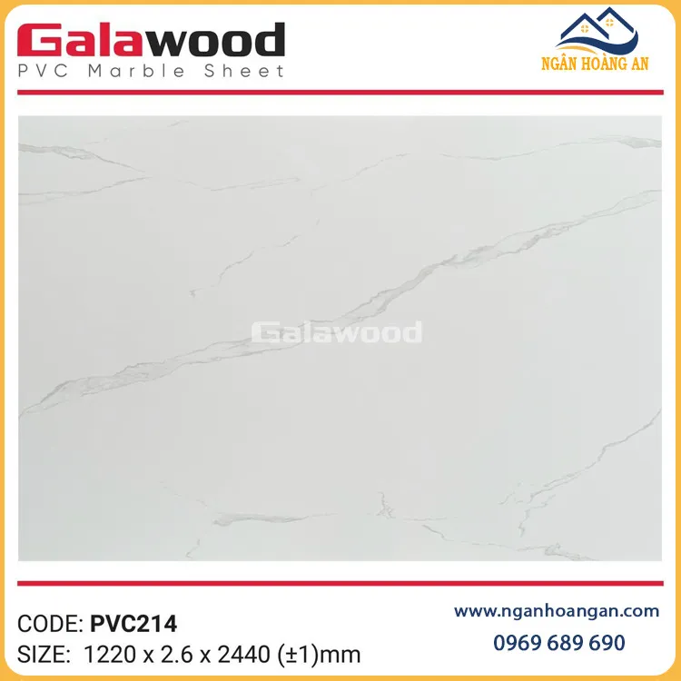 Tấm Ốp PVC Giả Đá Galawood PVC214 Màu Trắng Vân Mây