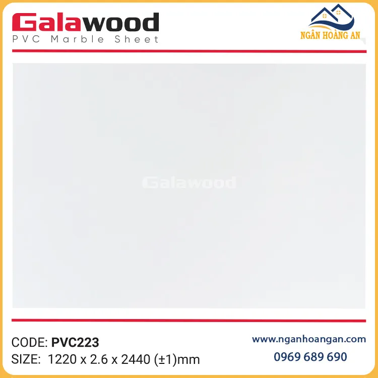 Tấm Ốp PVC Giả Đá Galawood PVC223 Màu Trắng Trơn