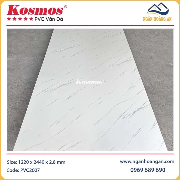 PVC Giả Vân Đá Màu Trắng Vân Mây Kosmos PVC2007
