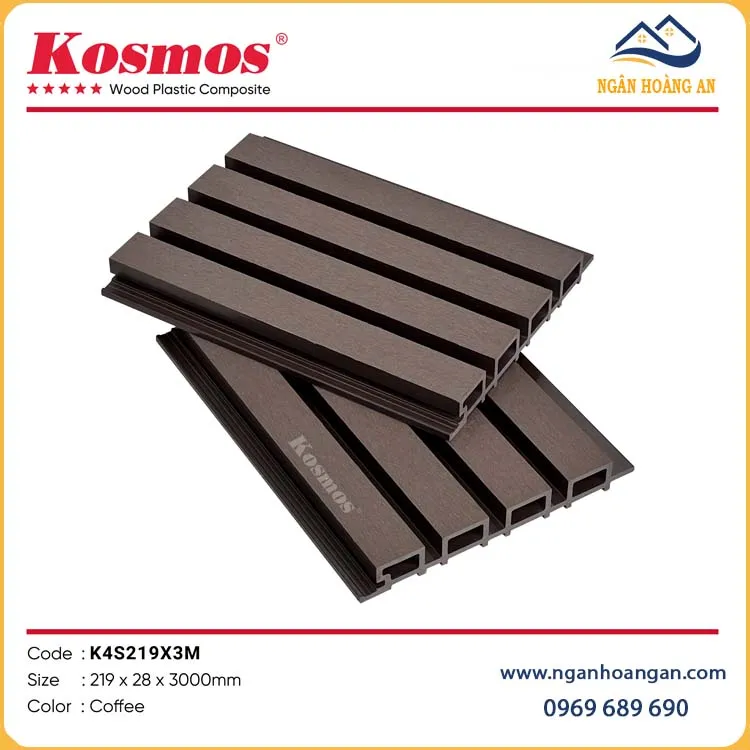 Tấm Ốp Lam Sóng Gỗ Nhựa Ngoài Trời Kosmos K4S219X3M Coffee Tấm Ốp Lam Sóng Gỗ Nhựa Ngoài Trời Kosmos K4S219X3M Coffee