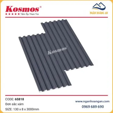 Tấm Ốp Lam Sóng Than Tre Đơn Sắc Xám Kosmos 6S818