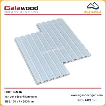 Tấm Lam Sóng Than Tre Galawood G5S887 Vân Đơn Sắc Ánh Kim Trắng