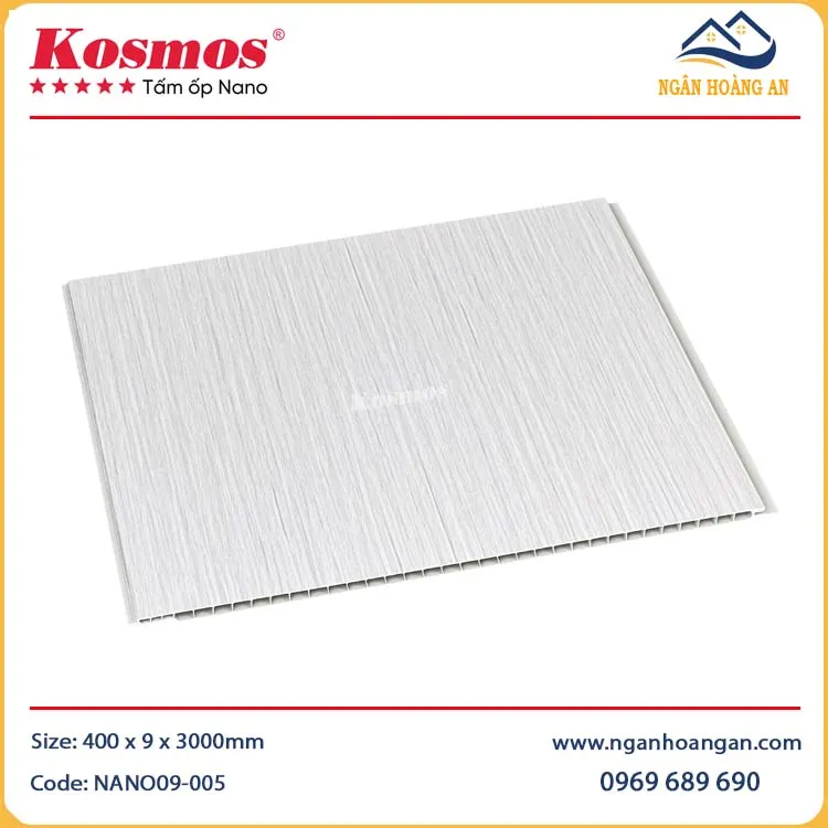 Tấm Nhựa Nano Màu Trắng Vân Gỗ Kosmos NANO9-005 Tấm Nhựa Nano Màu Trắng Vân Gỗ Kosmos NANO9-005