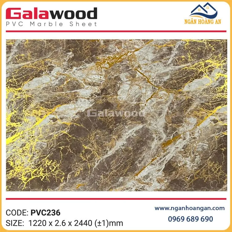 Tấm Nhựa Ốp Tường Giả Đá Dát Vàng Galawood PVC236