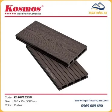 Tấm Ốp Sàn Gỗ Nhựa Ngoài Trời Lỗ Vuông Kosmos K140V25X3M Coffee