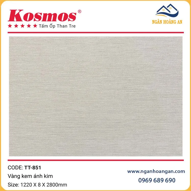 Tấm Ốp Sợi Than Tre Vàng Kem Ánh Kim Kosmos TT-851i
