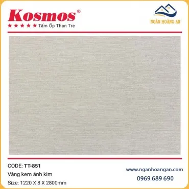 Tấm Ốp Sợi Than Tre Vàng Kem Ánh Kim Kosmos TT-851