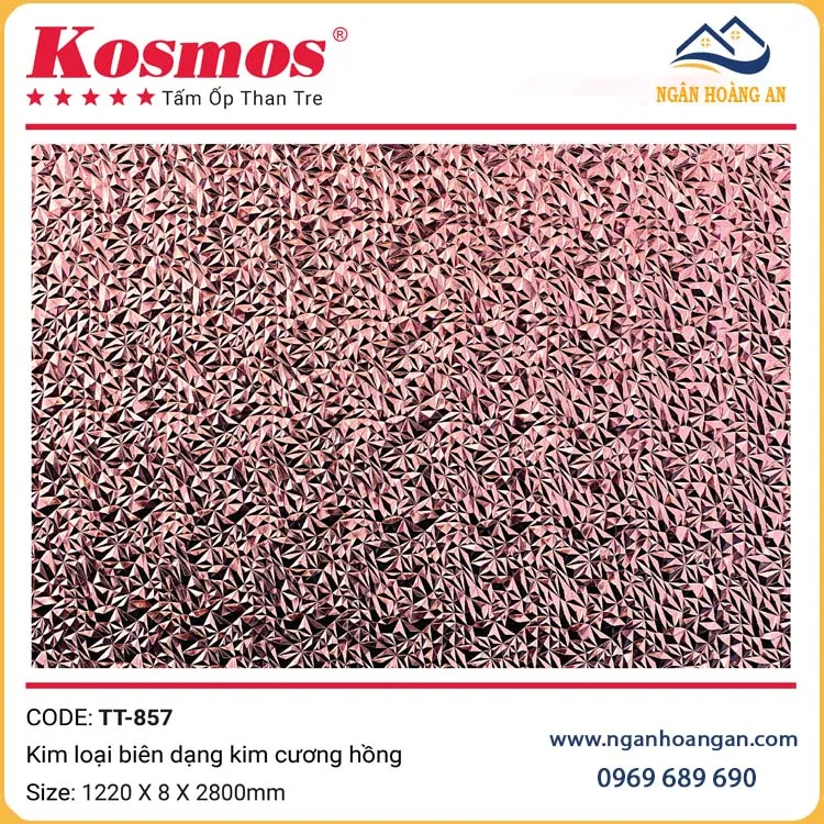 Tấm Ốp Than Tre Kosmos Kim Loại Biên Dạng Kim Cương Hồng TT-857