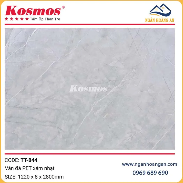 Ốp Tường Than Tre Kosmos TT-844 Vân Đá PET Xám Nhạt Ốp Tường Than Tre Kosmos TT-844 Vân Đá PET Xám Nhạt