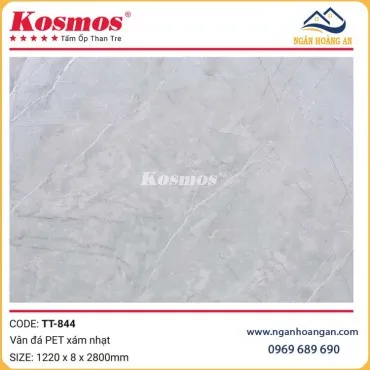 Ốp Tường Than Tre Kosmos TT-844 Vân Đá PET Xám Nhạt