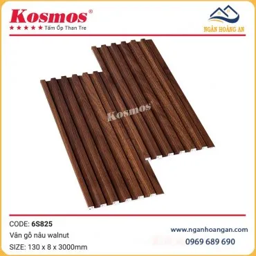 Tấm Ốp Than Tre Lam Sóng Kosmos 6S825 Vân Gỗ Nâu Walnut 
