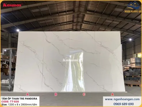 Tấm Ốp Than Tre Pandora Vân Đá Trắng Kosmos TT-830