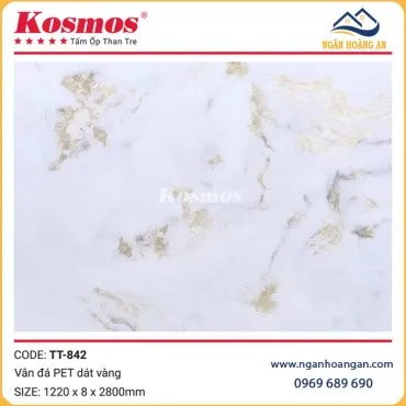 Ốp Tường Than Tre Vân Đá PET Dát Vàng Kosmos TT-842