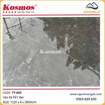 Tấm Ốp Tường Than Tre Vân Đá PET Đen Kosmos TT-805