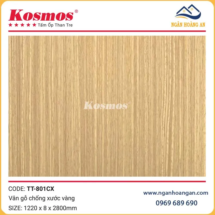 Ốp Tường Tấm Ốp Than Tre Vân Gỗ Vàng Kosmos TT-801CX