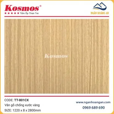 Ốp Tường Tấm Ốp Than Tre Vân Gỗ Vàng Kosmos TT-801CX
