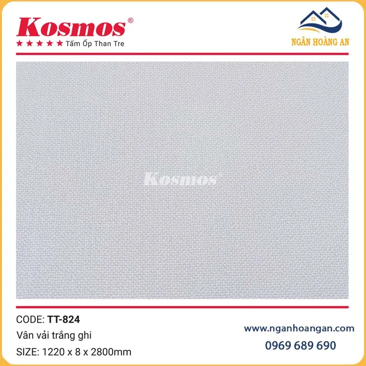 Ốp Tường Tấm Ốp Than Tre Vân Vải Trắng Ghi Kosmos TT-824