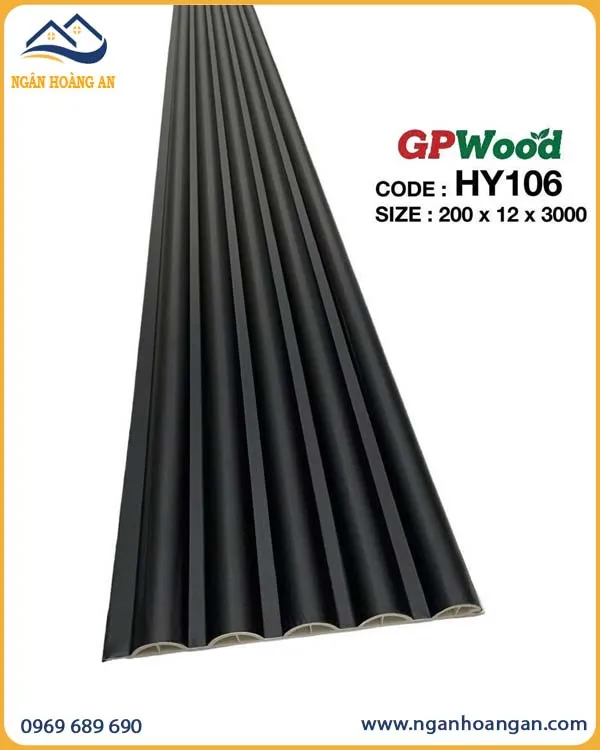 Tấm Ốp Trần Lam Sóng Tròn GPWood HY106 Màu Đen