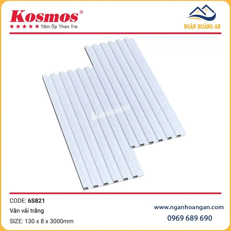 Tấm Ốp Tường Lam Sóng Than Tre Vân Vải Trắng Kosmos 6S821