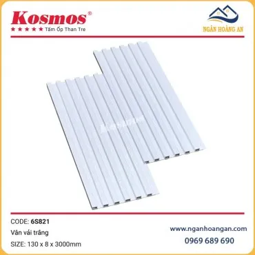 Tấm Ốp Tường Lam Sóng Than Tre Vân Vải Trắng Kosmos 6S821