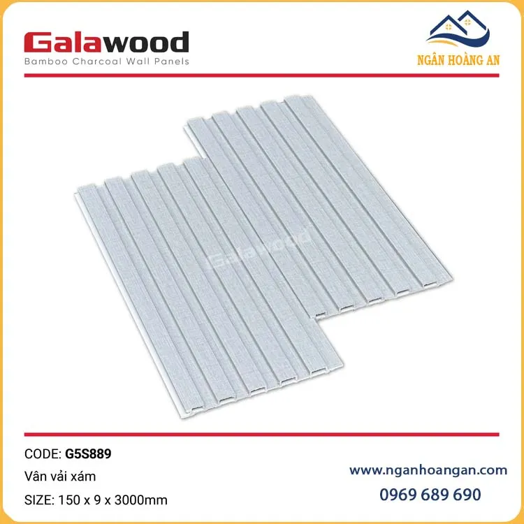 Tấm Ốp Tường Lam Sóng Than Tre Vân Vải Xám Galawood G5S889