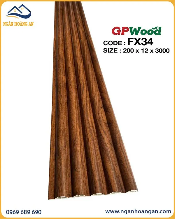 Tấm Ốp Tường Lam Sóng Tròn Giả Gỗ GPWood FX34