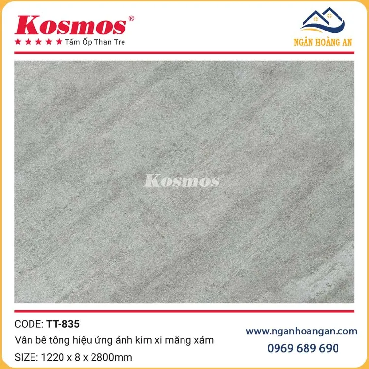 Ốp Tường Than Tre Vân Bê Tông Hiệu Ứng Ánh Kim Xi Măng Xám Kosmos TT-835 Ốp Tường Than Tre Vân Bê Tông Hiệu Ứng Ánh Kim Xi Măng Xám Kosmos TT-835