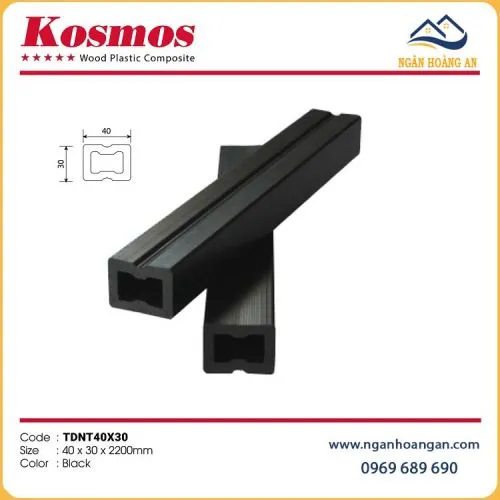 Thanh Xương Đà Nhựa Lắp Sàn Ngoài Trời Kosmos TDNT25X40 Black
