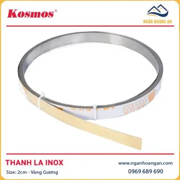 Thanh Nẹp La Inox 201 Màu Vàng Gương Kosmos 2cm