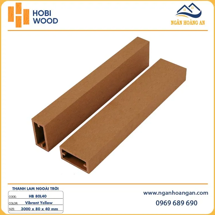 Lam Che Nắng Gỗ Nhựa Ngoài Trời Hobiwood HB80L40 Vibrant Yellow