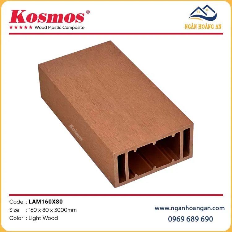 Thanh Lam Gỗ Nhựa Ngoài Trời Kosmos LAM160x80 Light Wood