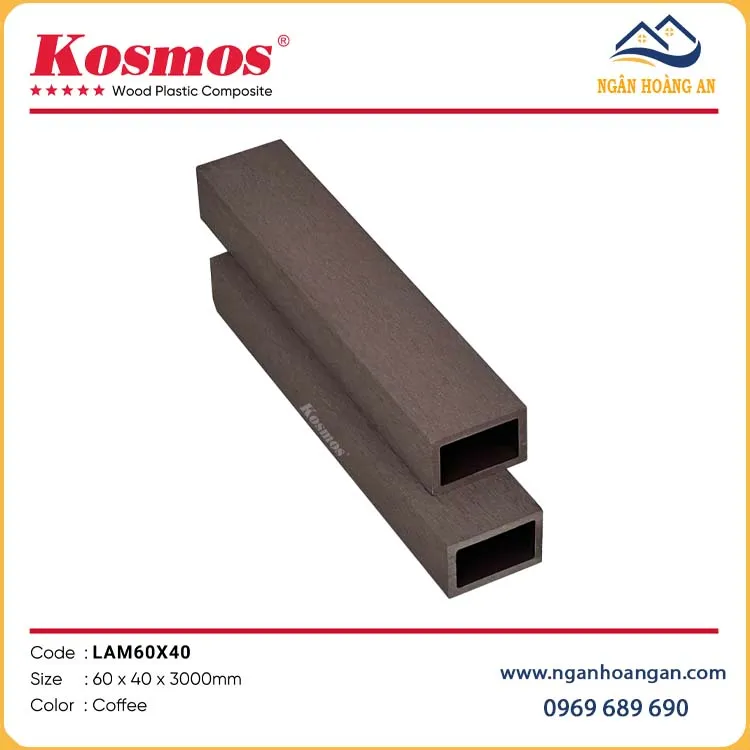 Thanh Lam Gỗ Nhựa Trang Trí Ngoài Trời Kosmos LAM60x40 Coffee