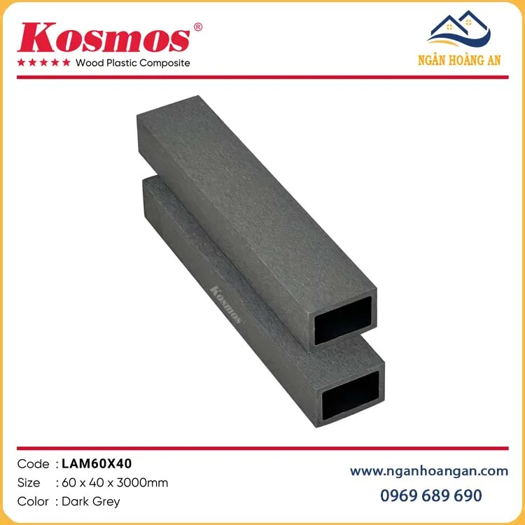 Thanh Lam Gỗ Nhựa Trang Trí Ngoài Trời Kosmos LAM60x40 Dark Grey