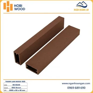 Lam Hộp Che Nắng Gỗ Nhựa Ngoài Trời Hobiwood HB80L40 Oka Brown